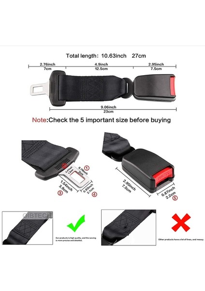 puluz 2 Adet Oto Emniyet Kemeri Uzatıcı 29Cm - Siyah (Yurt Dışından)