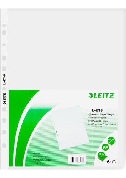 A4 Delikli Şeffaf Poşet Dosya L-4796T9 500 Adet