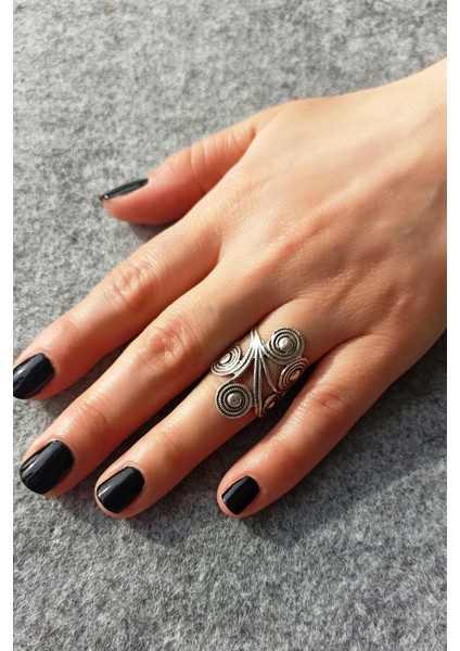 Antik Gümüş Kaplama Spiral Şekilli El Yapımı Ayarlanabilir Kadın Yüzük fiyatları