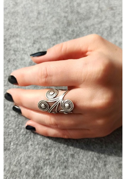 Antik Gümüş Kaplama Spiral Şekilli El Yapımı Ayarlanabilir Kadın Yüzük fırsatları