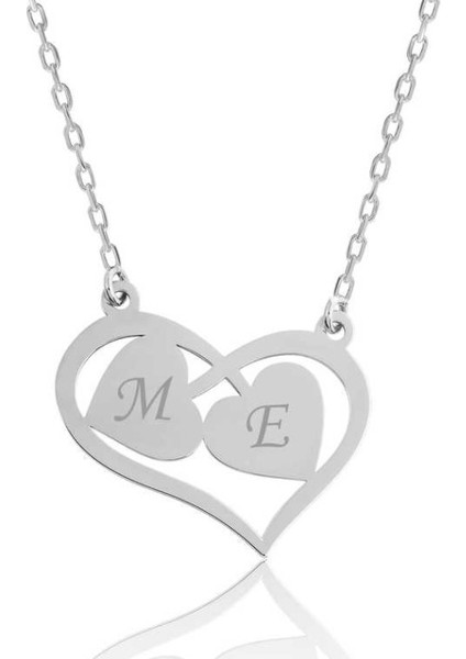 Birleşen Kalpler 925 Ayar Gümüş Kolye