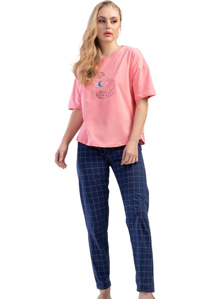 Pamuklu Düşük Omuzlu Kısa Kol Pijama Takım