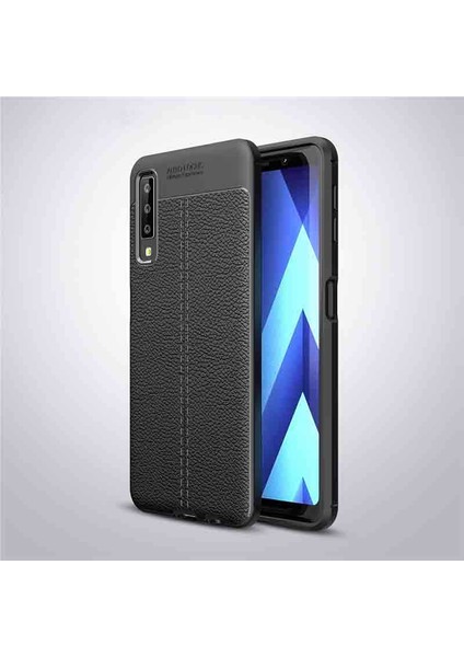 Samsung Galaxy A7 2018 Kılıf Rugan Armor Deri Görünümlü Parmak İzi Yapmaz Dayanıklı Niss Silikon Kapak