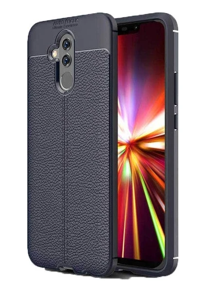 Huawei Mate 20 Lite Kılıf Rugan Armor Deri Görünümlü Parmak İzi Yapmaz Dayanıklı Niss Silikon Kapak