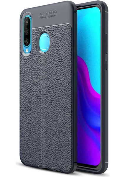 Huawei P30 Lite Kılıf Rugan Armor Deri Görünümlü Parmak İzi Yapmaz Dayanıklı Niss Silikon Kapak