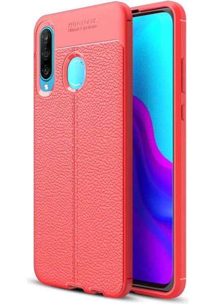 Huawei P30 Lite Kılıf Rugan Armor Deri Görünümlü Parmak İzi Yapmaz Dayanıklı Niss Silikon Kapak