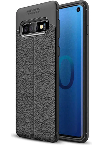 Samsung Galaxy S10 Kılıf Rugan Armor Deri Görünümlü Parmak İzi Yapmaz Dayanıklı Niss Silikon Kapak