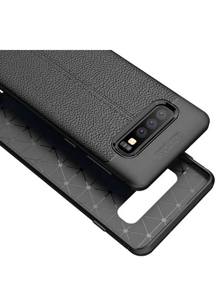 Samsung Galaxy S10 Plus Kılıf Rugan Armor Deri Görünümlü Parmak İzi Yapmaz Dayanıklı Niss Silikon Kapak