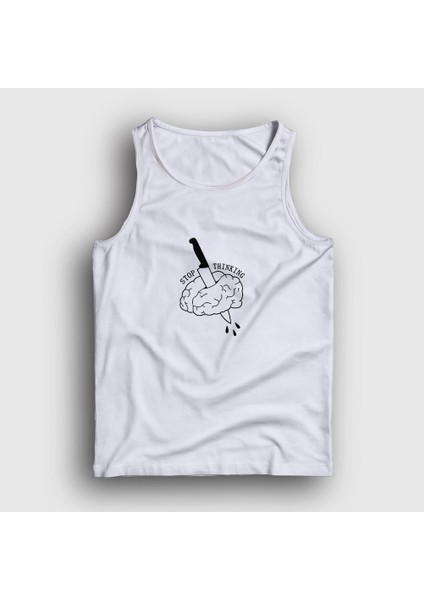 Unisex Beyaz Stop Thinking Atlet