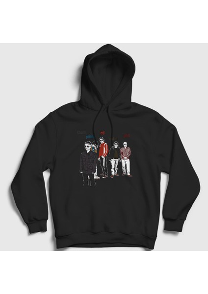 Unisex Siyah Band Radiohead Kapüşonlu Sweatshirt