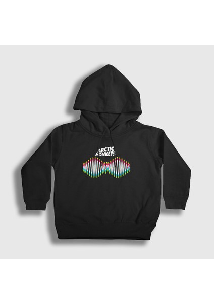 Unisex Çocuk Siyah Wave Arctic Monkeys Kapüşonlu Sweatshirt