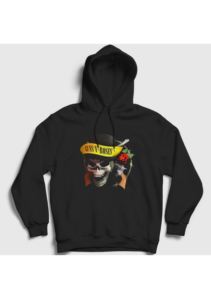Unisex Siyah Hat V2 Guns N' Roses Kapüşonlu Sweatshirt