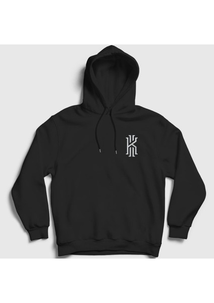 Unisex Siyah Logo Kyrie Irving Basketbol Kapüşonlu Sweatshirt