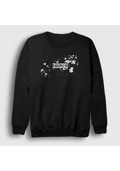Unisex Siyah Splatter Radiohead Sweatshirt