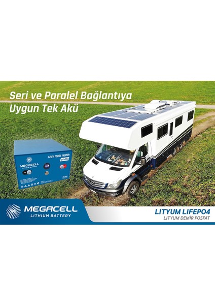 Lityum Demir Fosfat Akü Megacell-Lifepo4 12,8V 200 Ah