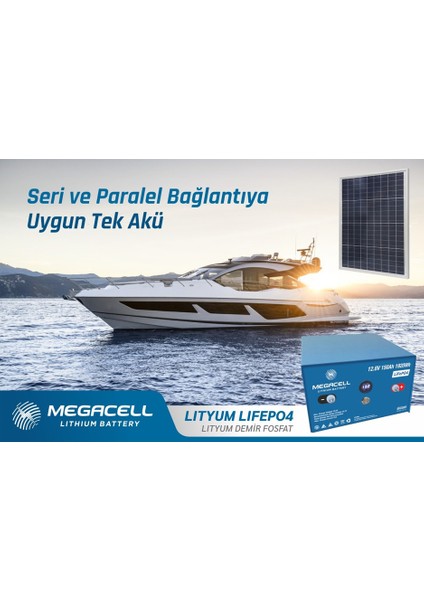 Lityum Demir Fosfat Akü Megacell-Lifepo4 12,8V 200 Ah