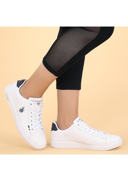 Suni Deri Logulu Beyaz Günlük Spor Ayakkabı