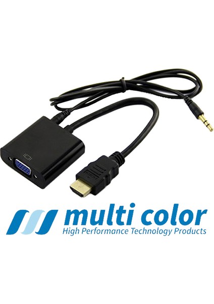 Multıcolor MC-1035 Hdmı To VGA HDMI To VGA Adaptör Ses Çıkışlı Çevirici Dönüştürücü