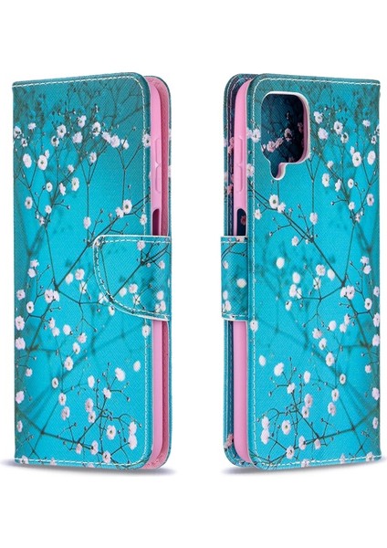 Galaxy A12 Için Desenli Baskılı Suni Deri Cüzdan Işlevli Stand Kapaklı Telefon Kılıfı (Yurt Dışından)