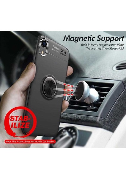 Apple iPhone Xr Kılıf Yüzüklü Standlı Autofocus Shockproof Ravel Silikon