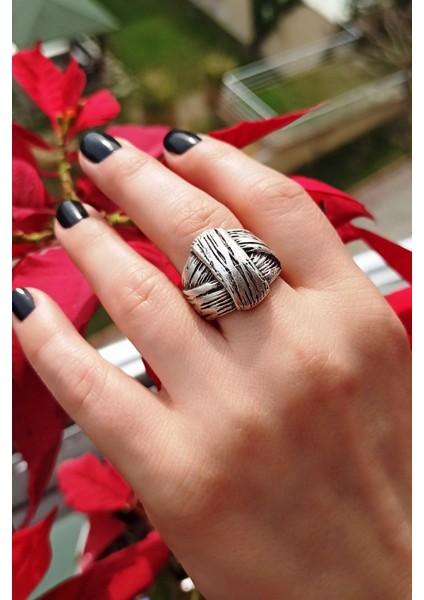 Antik Gümüş Kaplama Sarma Şekilli El Yapımı Ayarlanabilir Unisex Yüzük