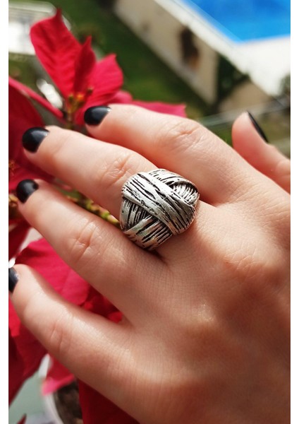 Antik Gümüş Kaplama Sarma Şekilli El Yapımı Ayarlanabilir Unisex Yüzük fiyatları
