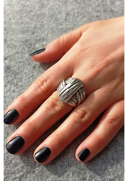 Antik Gümüş Kaplama Sarma Şekilli El Yapımı Ayarlanabilir Unisex Yüzük modelleri