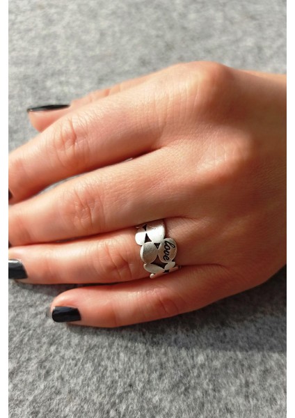 Antik Gümüş Kaplama Love Yazısı Şekilli El Yapımı Ayarlanabilir Unisex Yüzük fırsatları