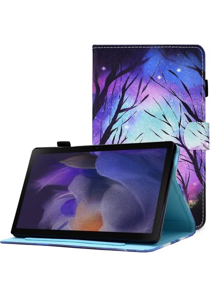 Galaxy Tab A8 (2021) Için Desenli Baskılı Stand Kapaklı Kart Yuvalı Tablet Kılıfı - SM-X200 / SM-X205 (Yurt Dışından)