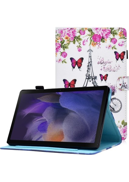 Galaxy Tab A8 (2021) Için Desenli Baskılı Stand Kapaklı Kart Yuvalı Tablet Kılıfı - SM-X200 / SM-X205 (Yurt Dışından)