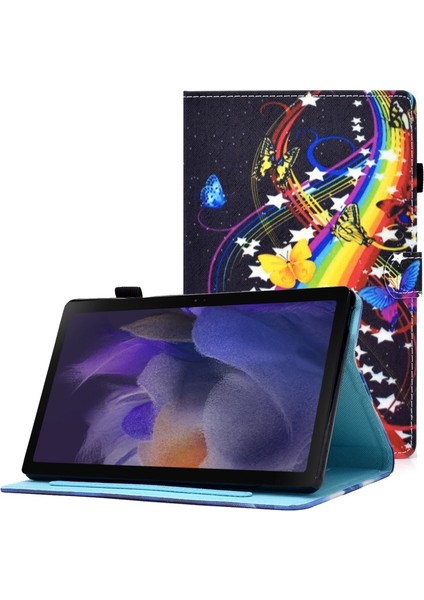 Galaxy Tab A8 (2021) Için Desenli Baskılı Stand Kapaklı Kart Yuvalı Tablet Kılıfı - SM-X200 / SM-X205 (Yurt Dışından)