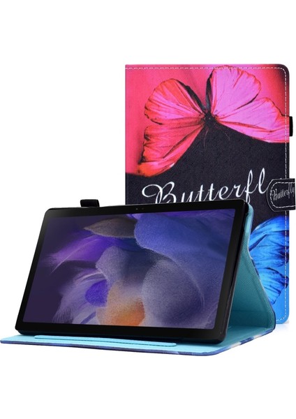 Galaxy Tab A8 (2021) Için Desenli Baskılı Stand Kapaklı Kart Yuvalı Tablet Kılıfı - SM-X200 / SM-X205 (Yurt Dışından)