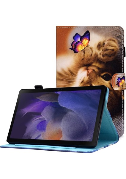 Galaxy Tab A8 (2021) Için Desenli Baskılı Stand Kapaklı Kart Yuvalı Tablet Kılıfı - SM-X200 / SM-X205 (Yurt Dışından)