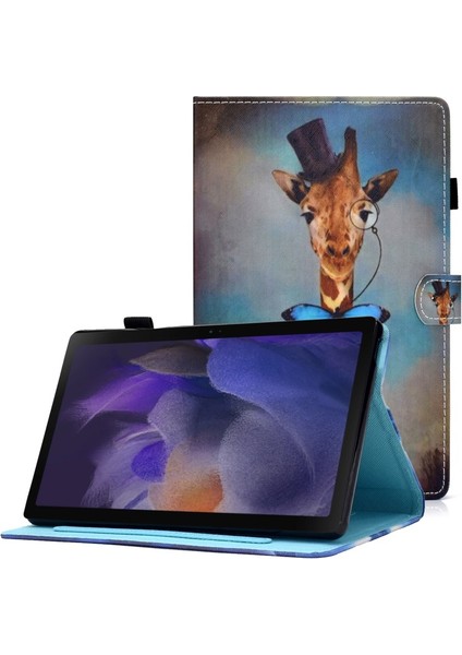 Galaxy Tab A8 (2021) Için Desenli Baskılı Stand Kapaklı Kart Yuvalı Tablet Kılıfı - SM-X200 / SM-X205 (Yurt Dışından)