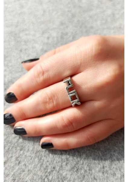 Antik Gümüş Kaplama Fck Yazısı Şekilli El Yapımı Ayarlanabilir Unisex Yüzük modelleri