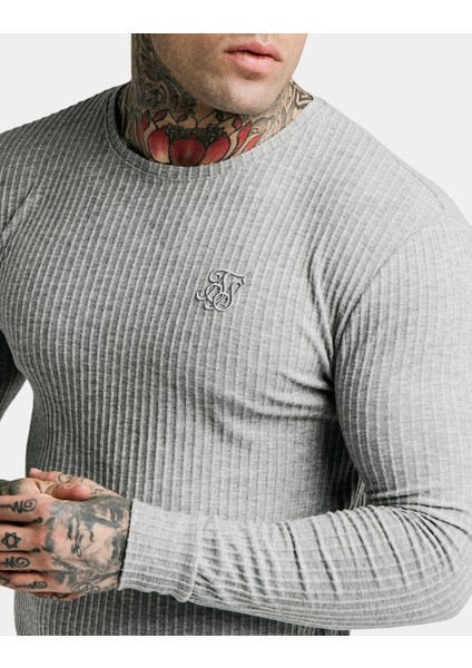 Siksilk Fırçalı Örgü Erkek Jumper Gri