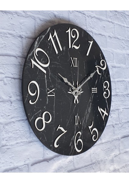 Mermer Desenli Duvar Saati ile Daldaki Kuş ve Hayat Ağacı Tablo modelleri