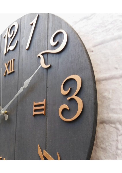 Antrasit Renkli Yuvarlak Duvar Saati Çap 50 cm indirimleri