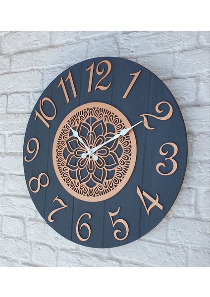 Antrasit Renkli Yuvarlak Duvar Saati Çap 50 cm fiyatları