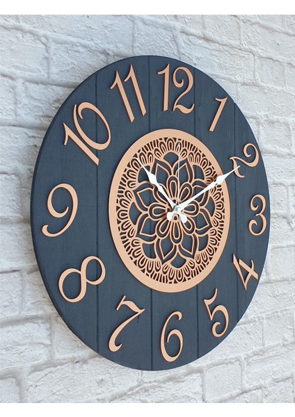 Antrasit Renkli Yuvarlak Duvar Saati Çap 50 cm modelleri