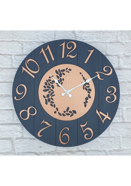 Antrasit Renkli Yuvarlak Duvar Saati Çap 50 cm