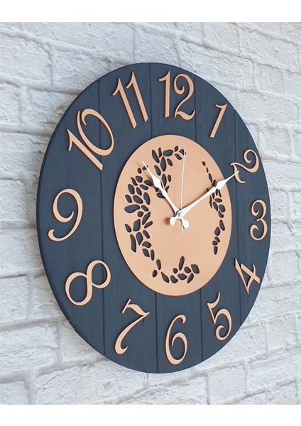Antrasit Renkli Yuvarlak Duvar Saati Çap 50 cm fiyatları