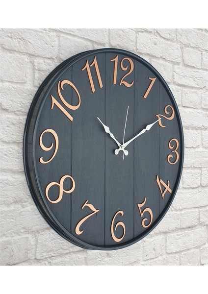 Antrasit Metal Kasalı , Antrasit Renkli Yuvarlak Duvar Saati Çap 50 cm fiyatları