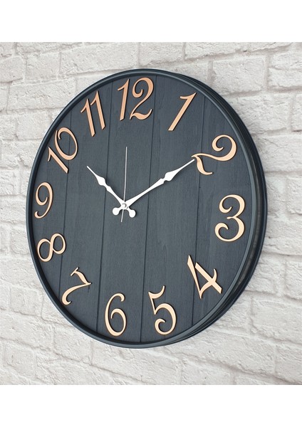 Antrasit Metal Kasalı , Antrasit Renkli Yuvarlak Duvar Saati Çap 50 cm modelleri