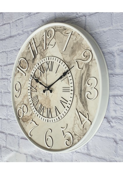 Metal Kasalı Mermer Desenli Duvar Saati Çap 40 cm - Çap 50 cm - Çap 80 cm