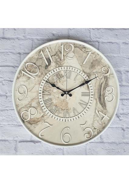 Metal Kasalı Mermer Desenli Duvar Saati Çap 40 cm - Çap 50 cm - Çap 80 cm