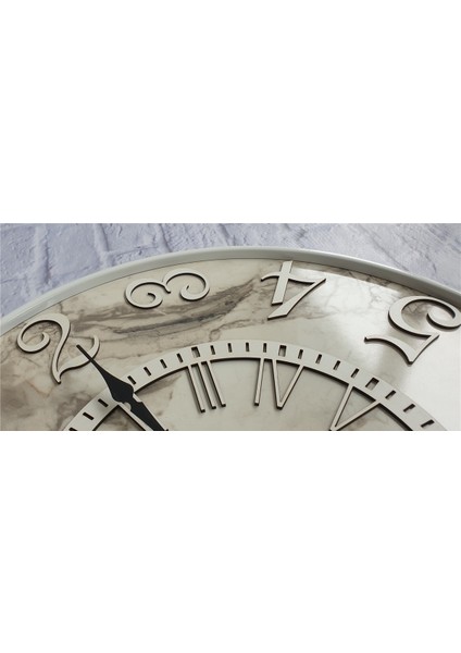 Metal Kasalı Mermer Desenli Duvar Saati Çap 40 cm - Çap 50 cm - Çap 80 cm