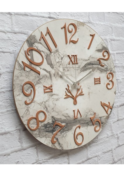 Mermer Desenli Duvar Saati Çap 38 cm - Çap 50 cm - Çap 80 cm modelleri