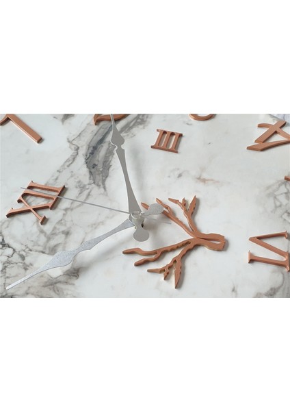 Mermer Desenli Duvar Saati ile Daldaki Kuş ve Hayat Ağacı Tablo fırsatları