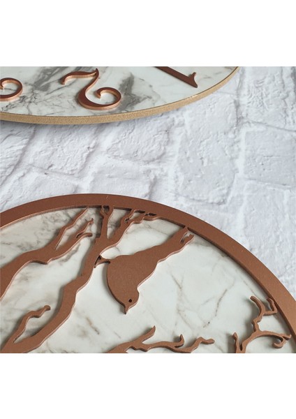 Mermer Desenli Duvar Saati ile Daldaki Kuş ve Hayat Ağacı Tablo indirimleri